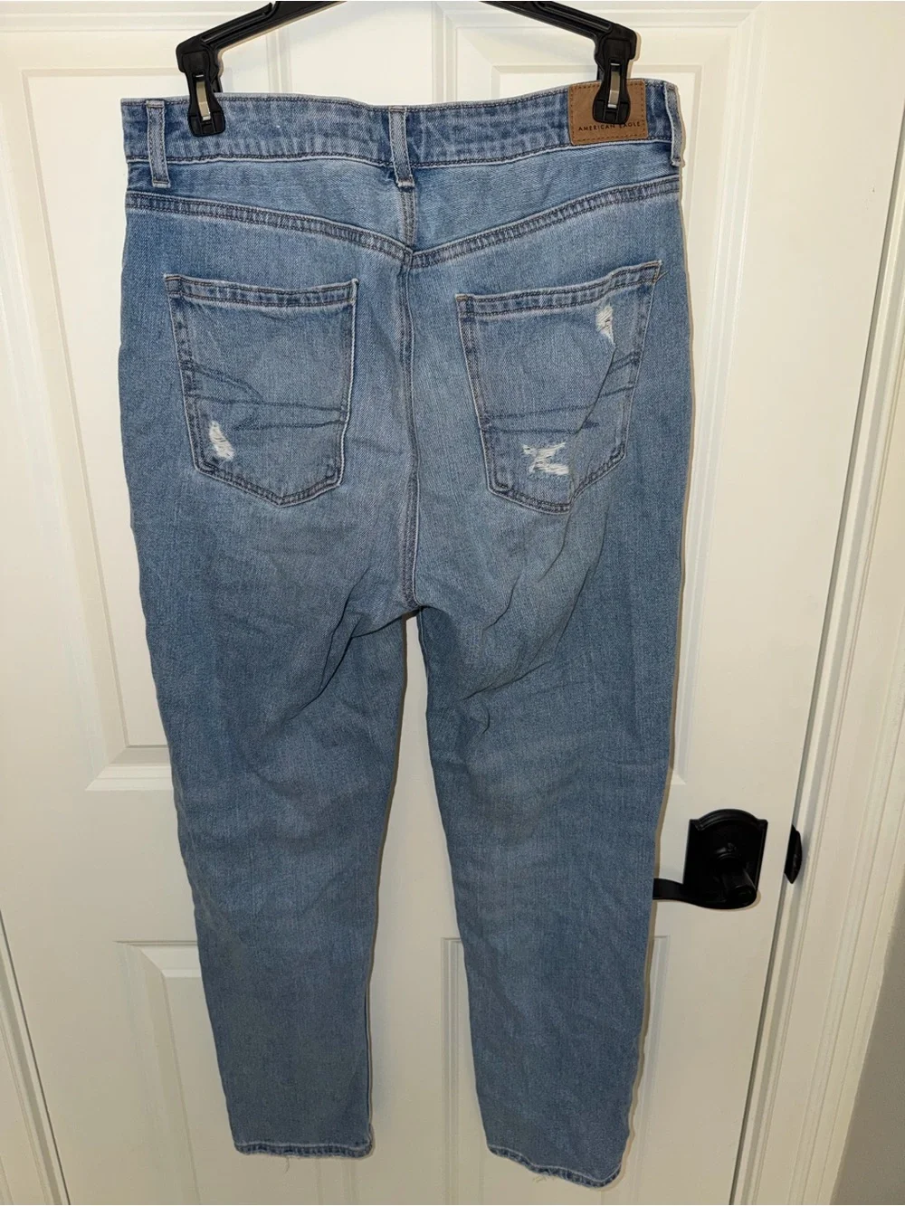 American Eagle Outfitters Light Blue Distressed Straight-Leg Jeans